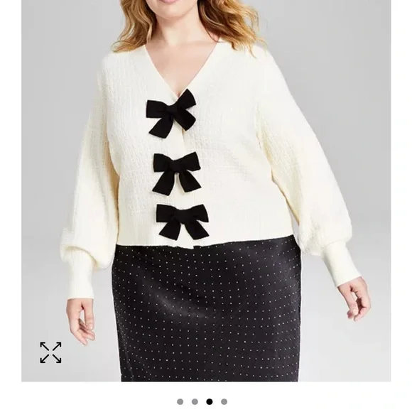 And Now This Trendy Plus Size Bow-Embellished Cardigan size 2X - Picture 3 of 8